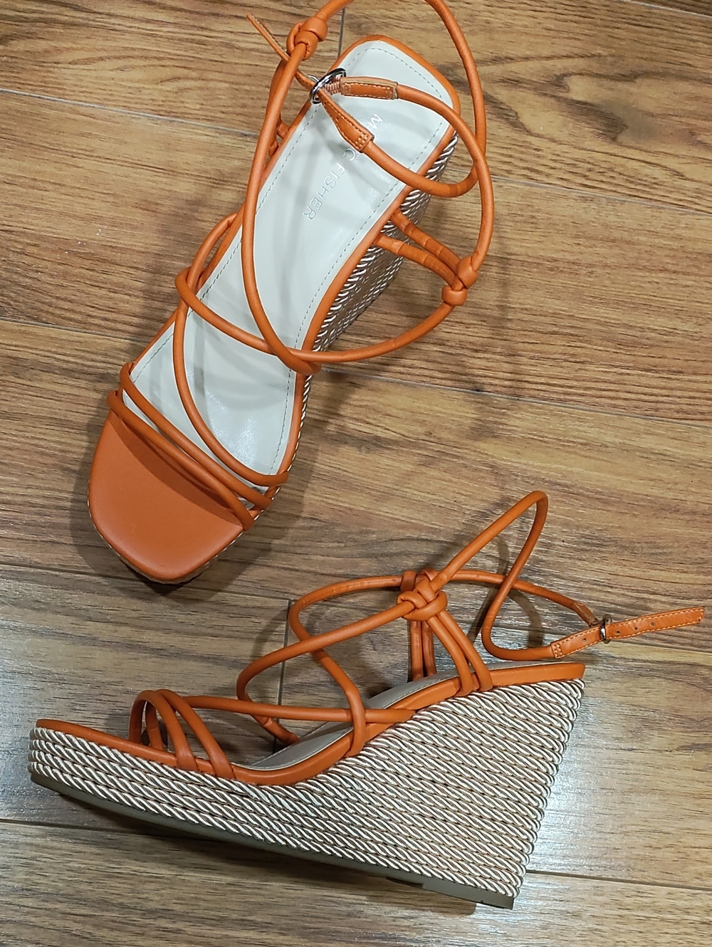 Marc Fisher Orange Strappy Wedge Sandals
